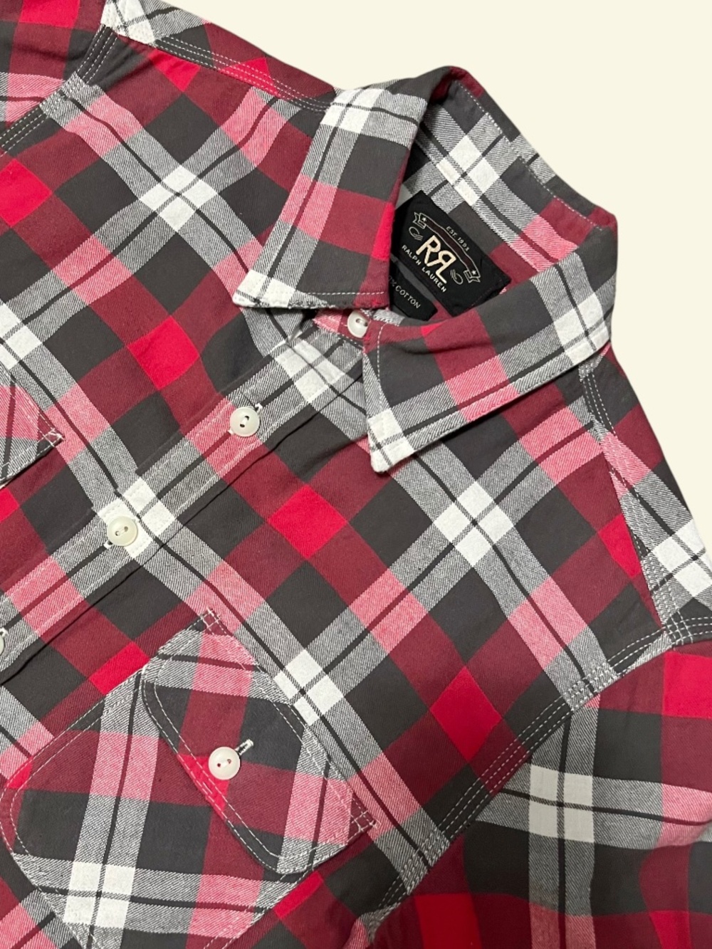 RRL Ralph Lauren Double RL Plaid Flannel Shirt Women Size 3 Western Cowgirl